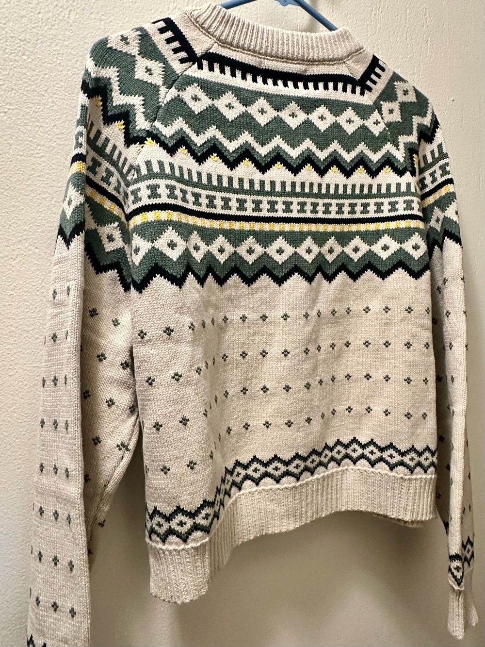 NWT Gray Bandit Cozy Cream & Green Fair Isle Button-Up Cardigan Sweater - Picture 2 of 6